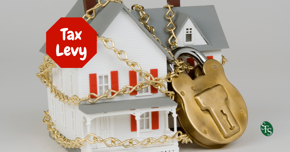 house with chain and padlock - tax levy - SFS Tax Problem Solutions