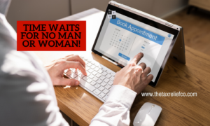 Time waits for no man or woman- image of man on computer